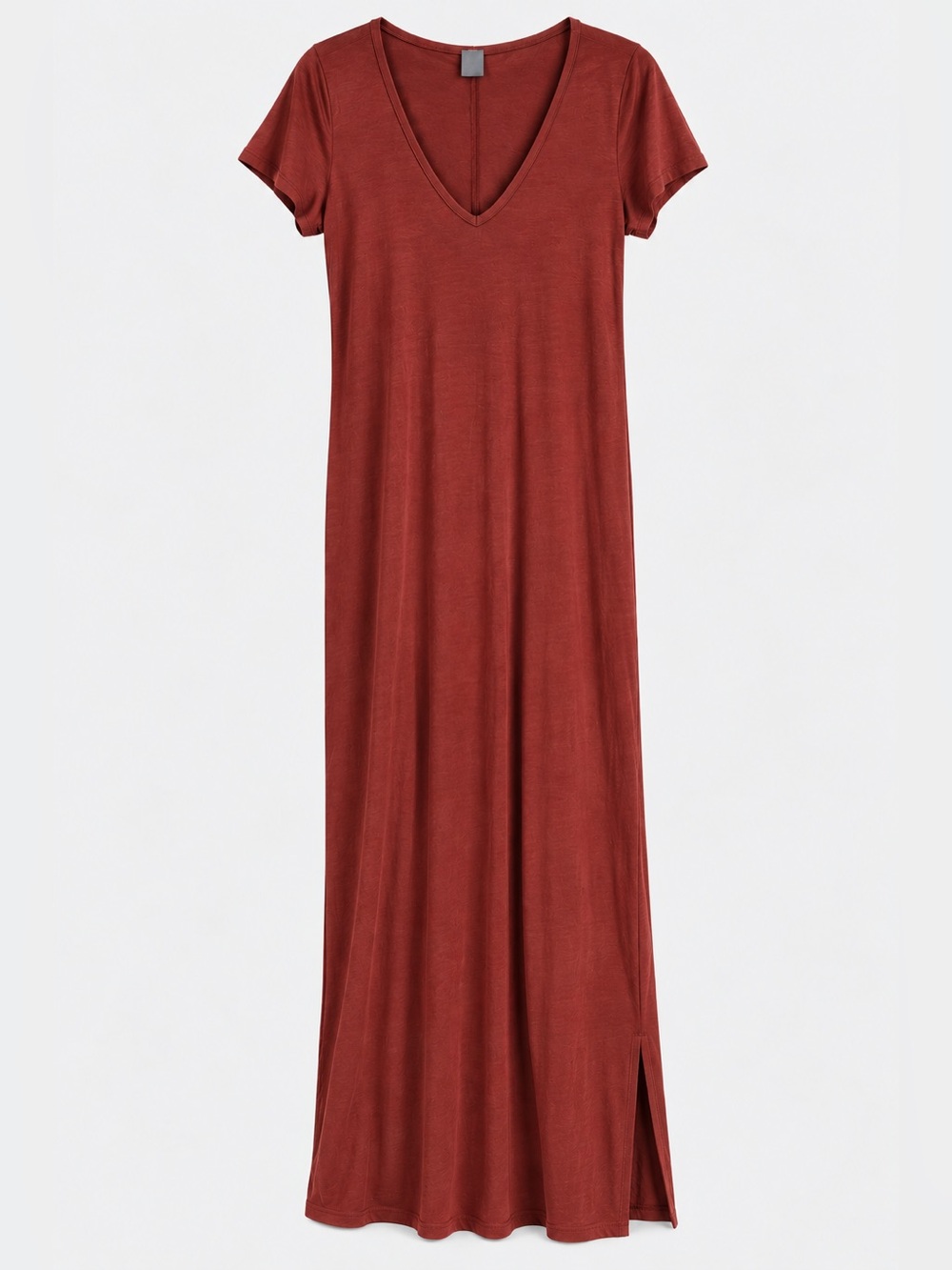 Olivia Rae Rust Red Short Sleeve V-Neck Maxi Dress z